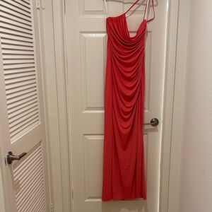 Elegant One Shoulder Pink Gown